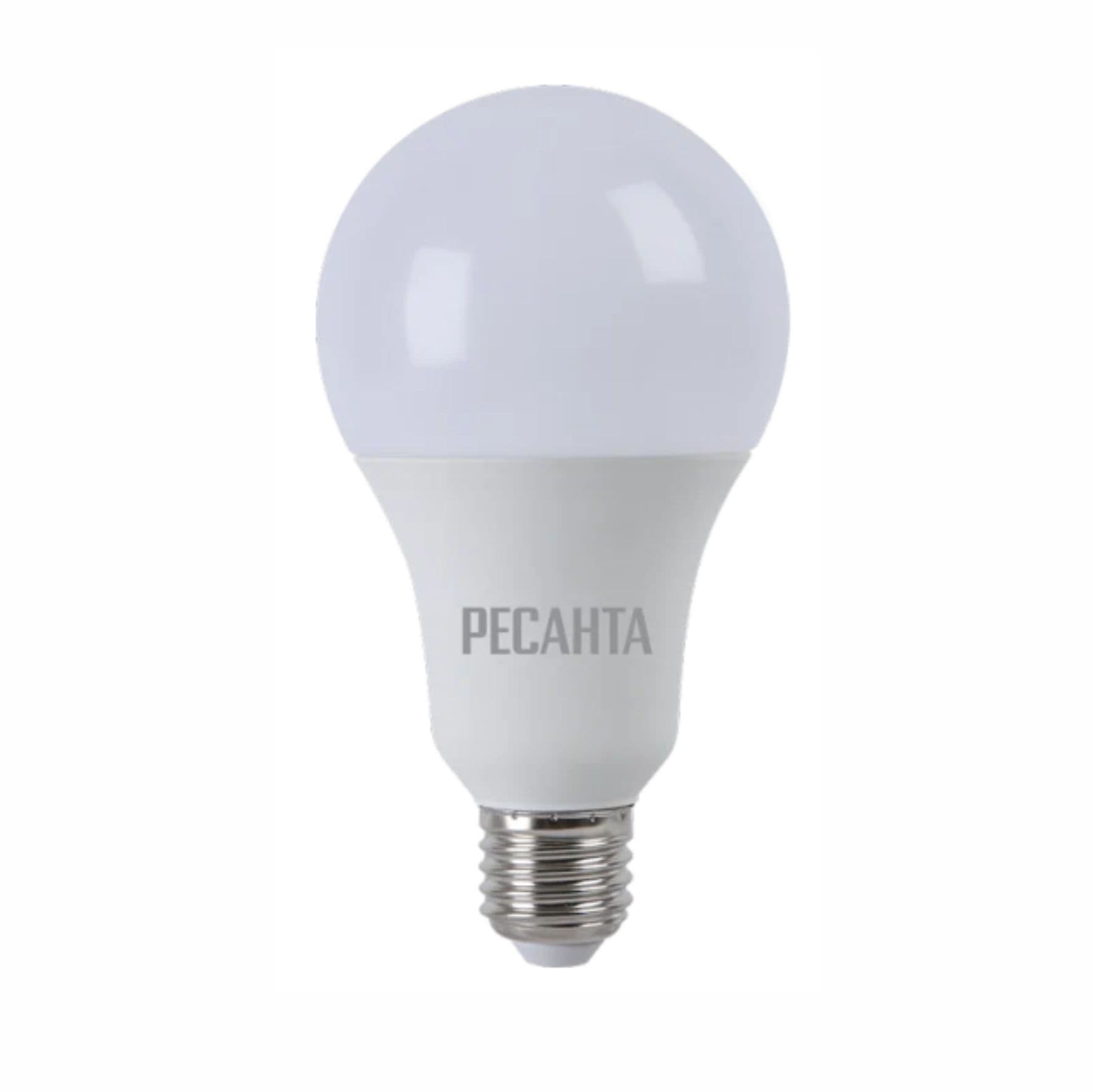 Лампа светодиодная LL-R-A80-20W-230-3K-E27 (груша, 20Вт, тепл., Е27) Ресанта