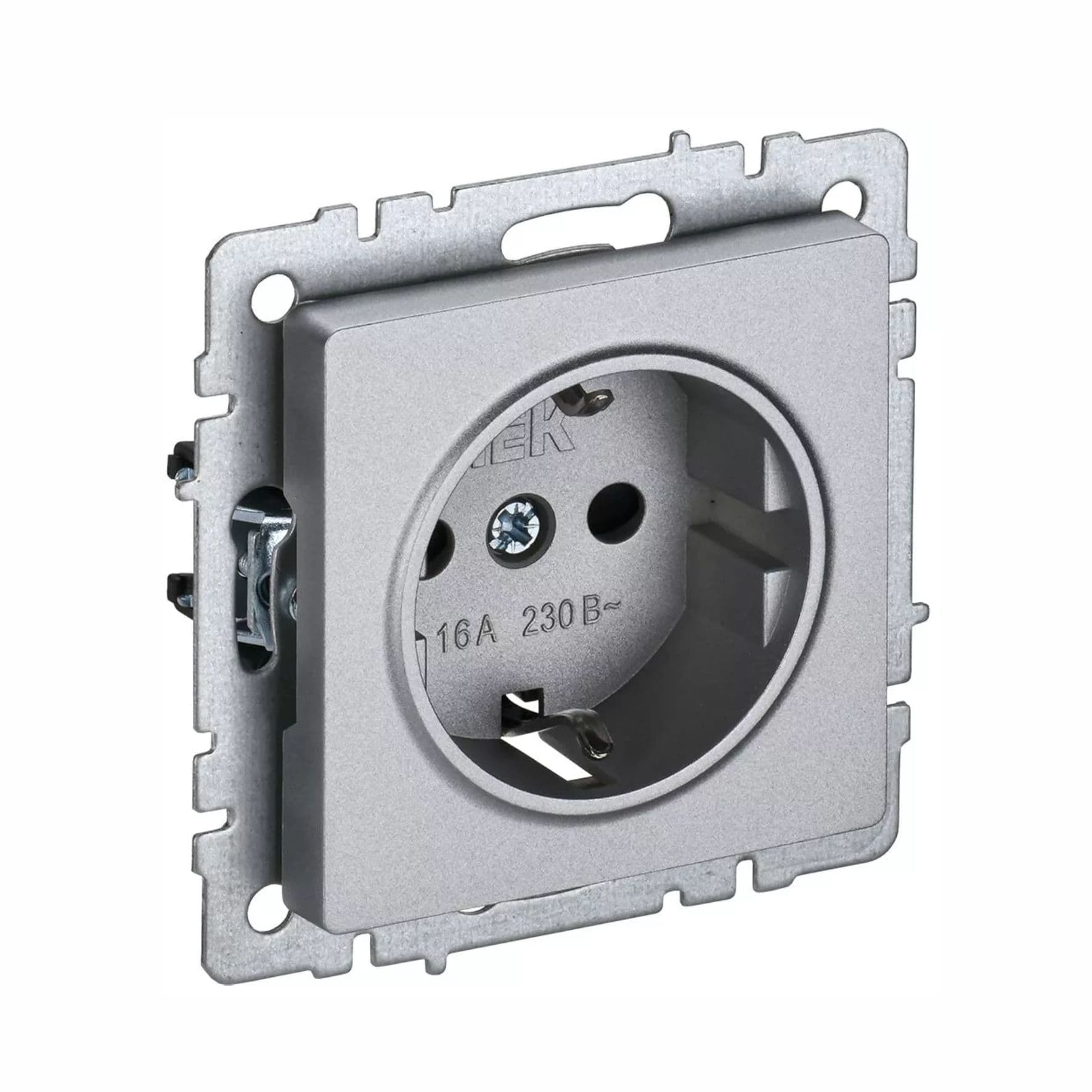 Розетка BRITE PC11-1-0-БрА 16А с заземл. без защ, шторки алюм. ІЕК BR-R11-16-K47