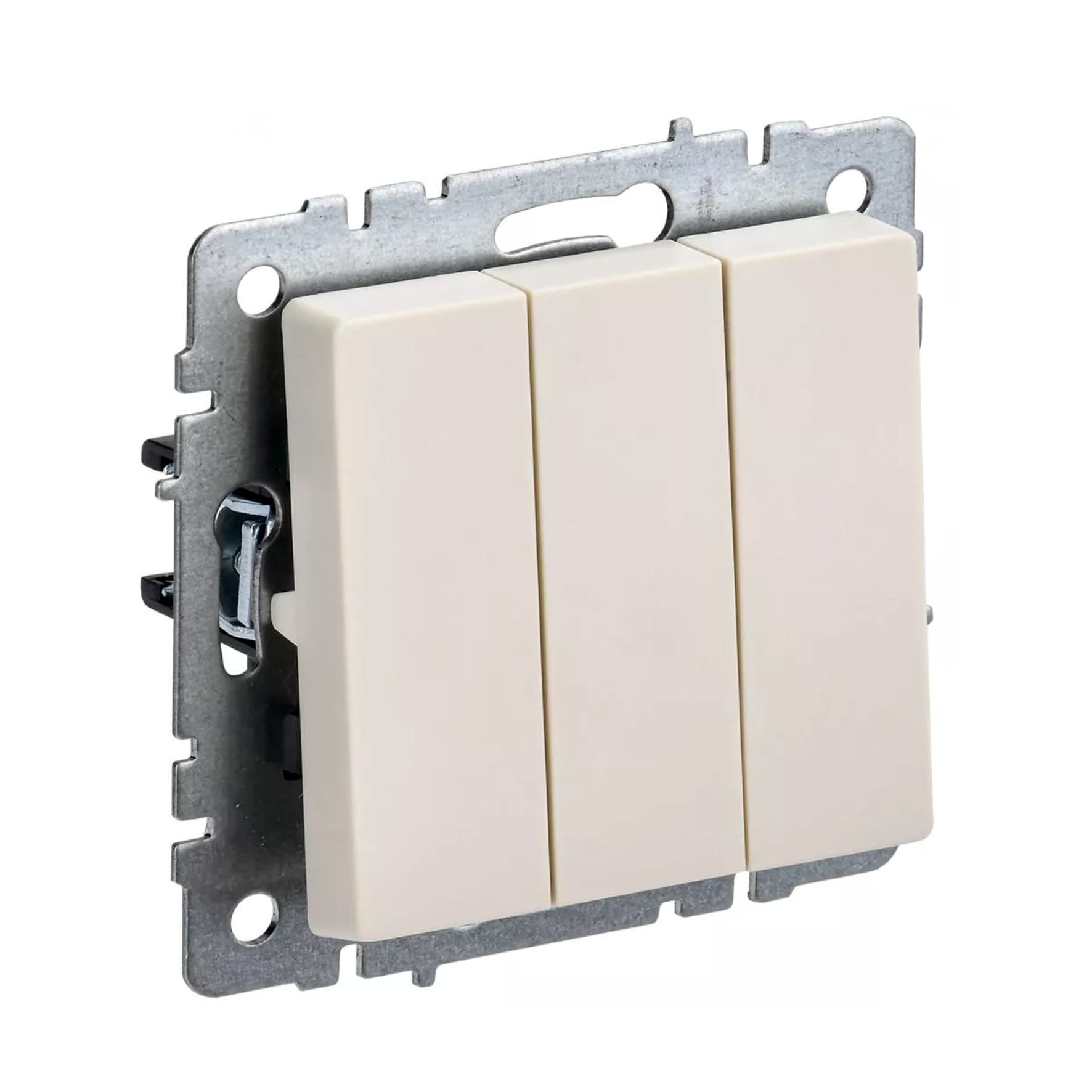 Выключатель 3-кл. СП BRITE ВС10-3-0-БрКр 10А беж. IEK BR-V30-0-10-K10
