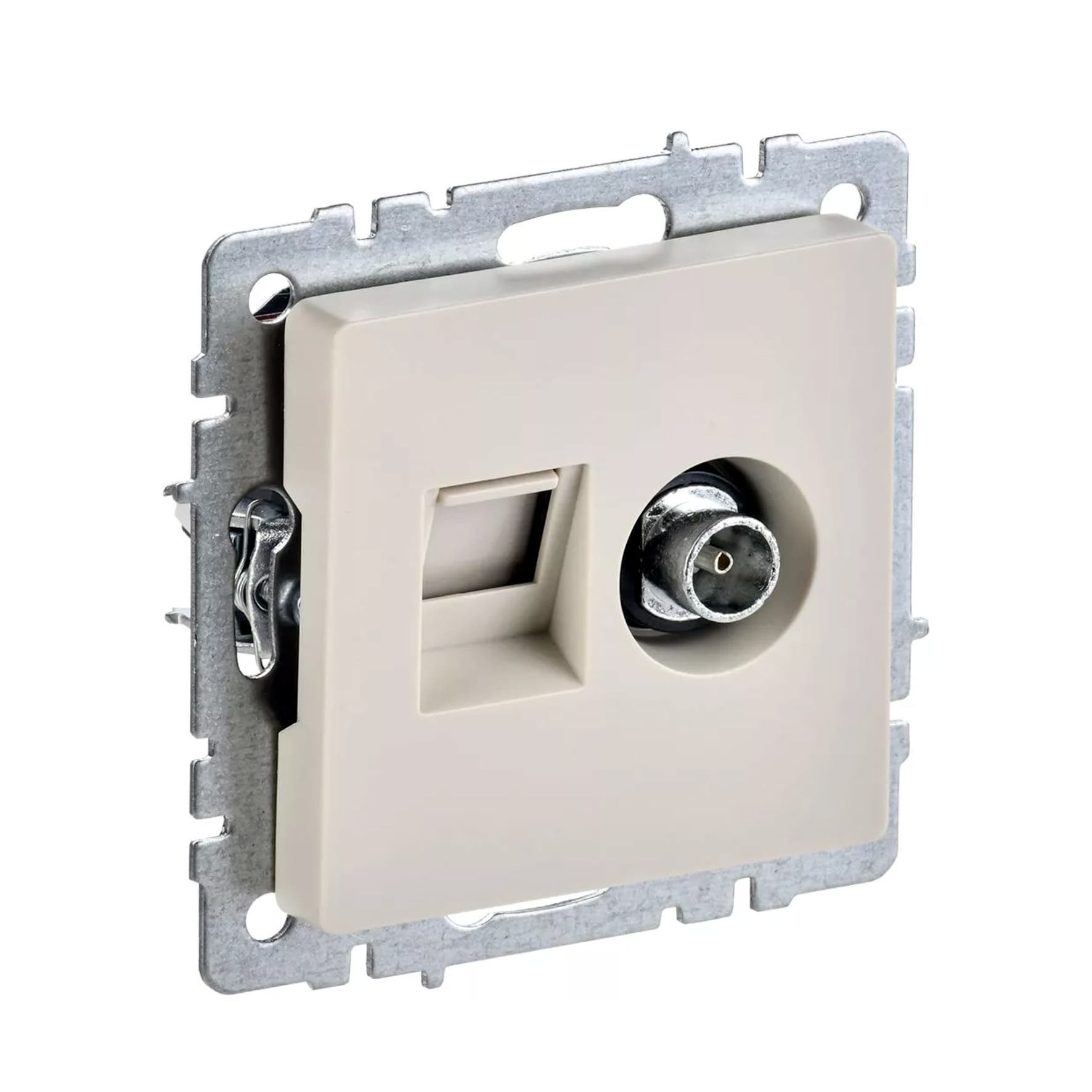 Розетка компьютерная + телевизионная 2-м Brite РТВ/РК12-БрКр RJ45 кат.5E + TV беж. IEK BR-AK20-1-K10