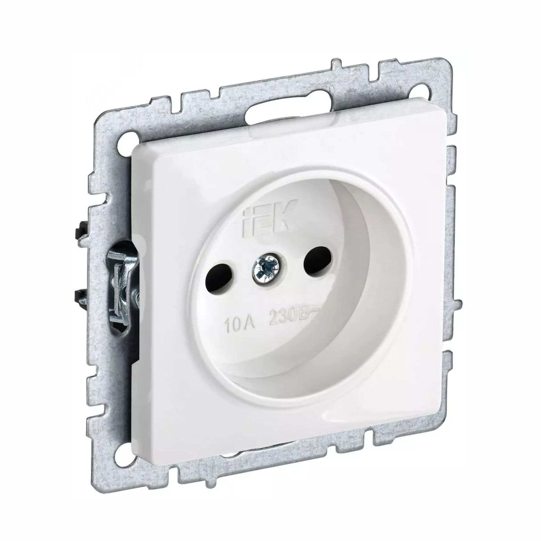 Розетка BRITE PC10-1-0-БрБ 10А без заземл. без защ, шторок бел. ІЕК BR-R10-10-K01