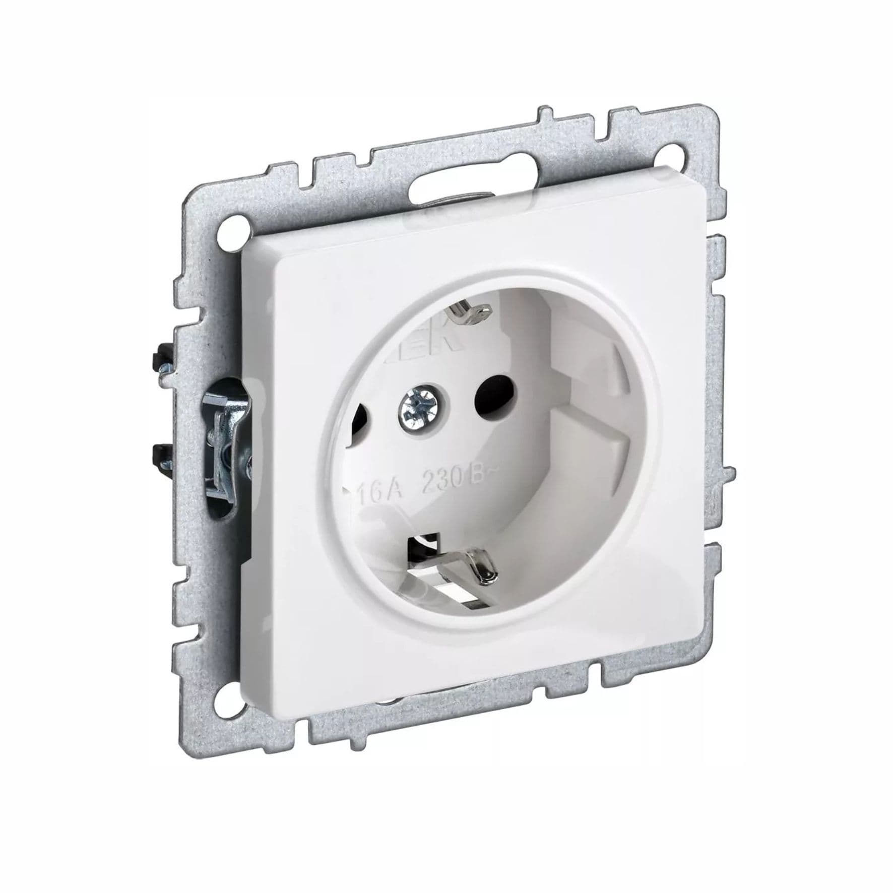 Розетка BRITE PC11-1-0-БрБ 16А с заземл. без защ, шторки бел. ІЕК BR-R11-16-K01