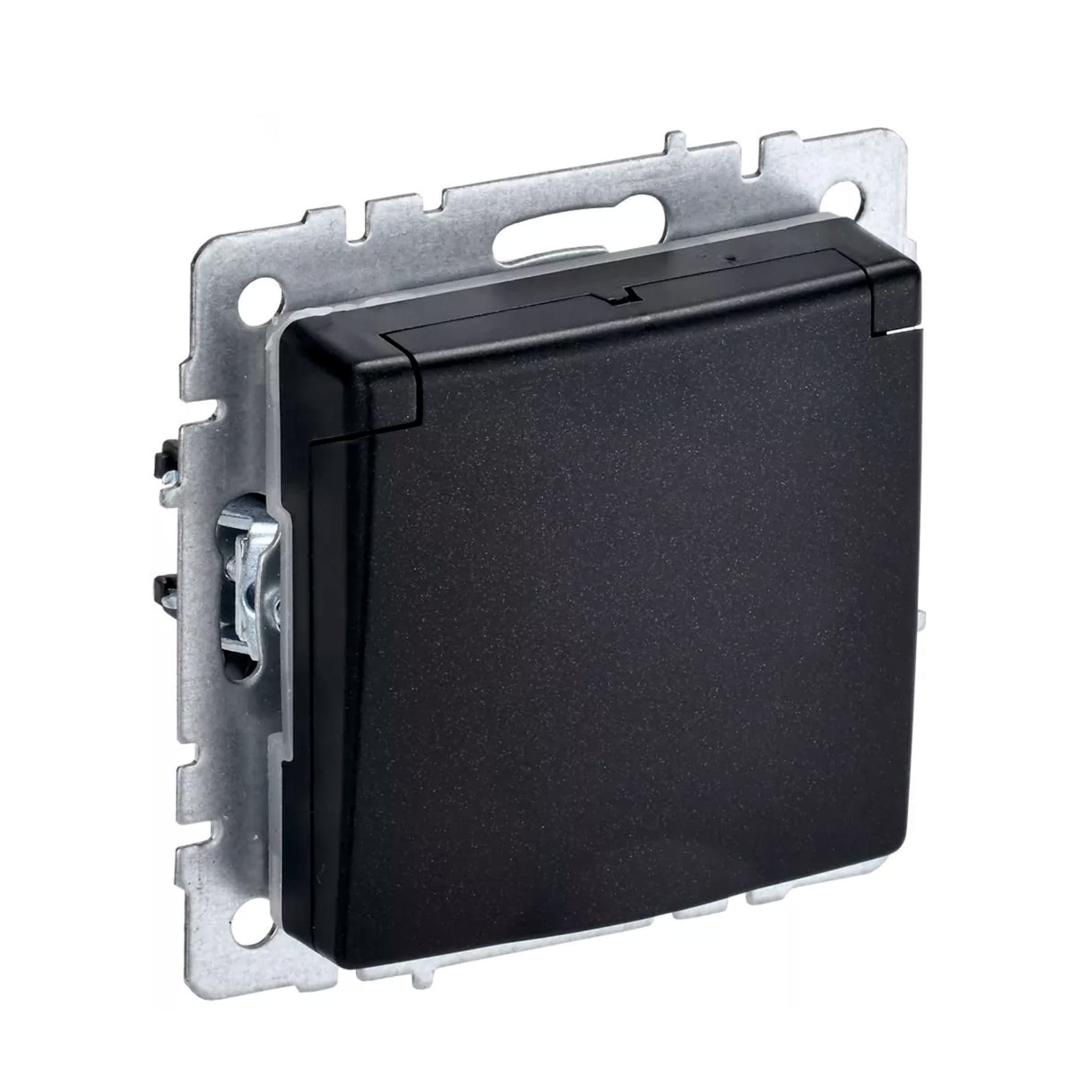 Розетка BRITE РСБш 10-3-44-БрЧ 16А 6 IP44 с заземл, защ, шторки с крышкой черн. ІЕК BR-R16-16-44-K02