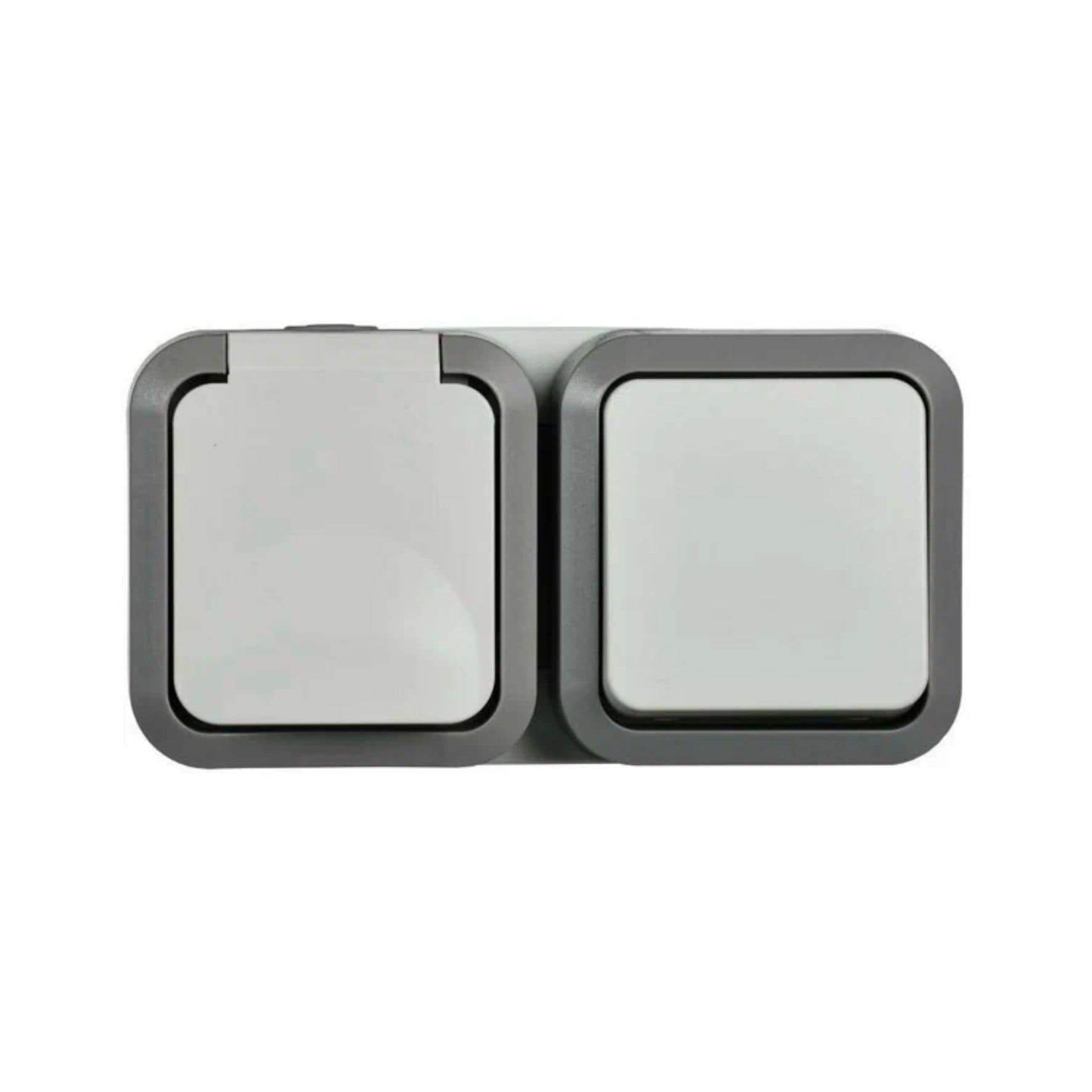 Блок ОП розетка + выключ, горизонт. TORS 16A IP55 TS242 бел. ІЕК TS-G10-6-55-V-K41