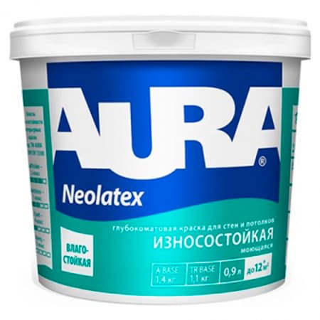 Краска износостойкая для стен и потолков "Aura Neolatex" 0,9л