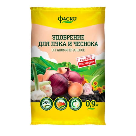 Удобрение сухое Фаско органоминеральное для Лука и чеснока гранулированное 0,9 кг