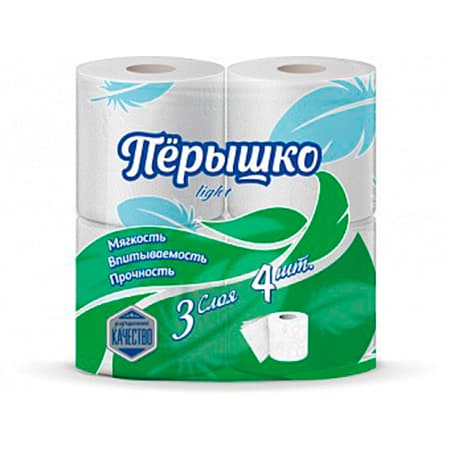 Бумага туалетная Перышко Light 3сл (4 рул.) КИ-6697