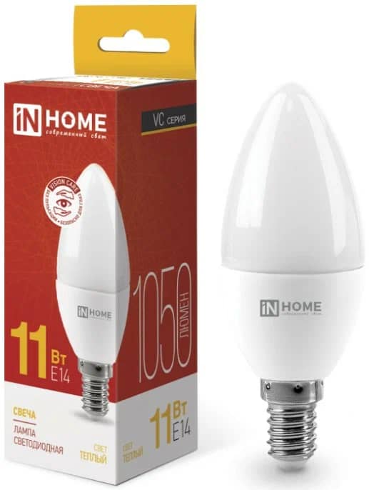 Лампа светодиодная LED-Свеча-VC 11Вт 230В E14 6500К 990лм IN Home