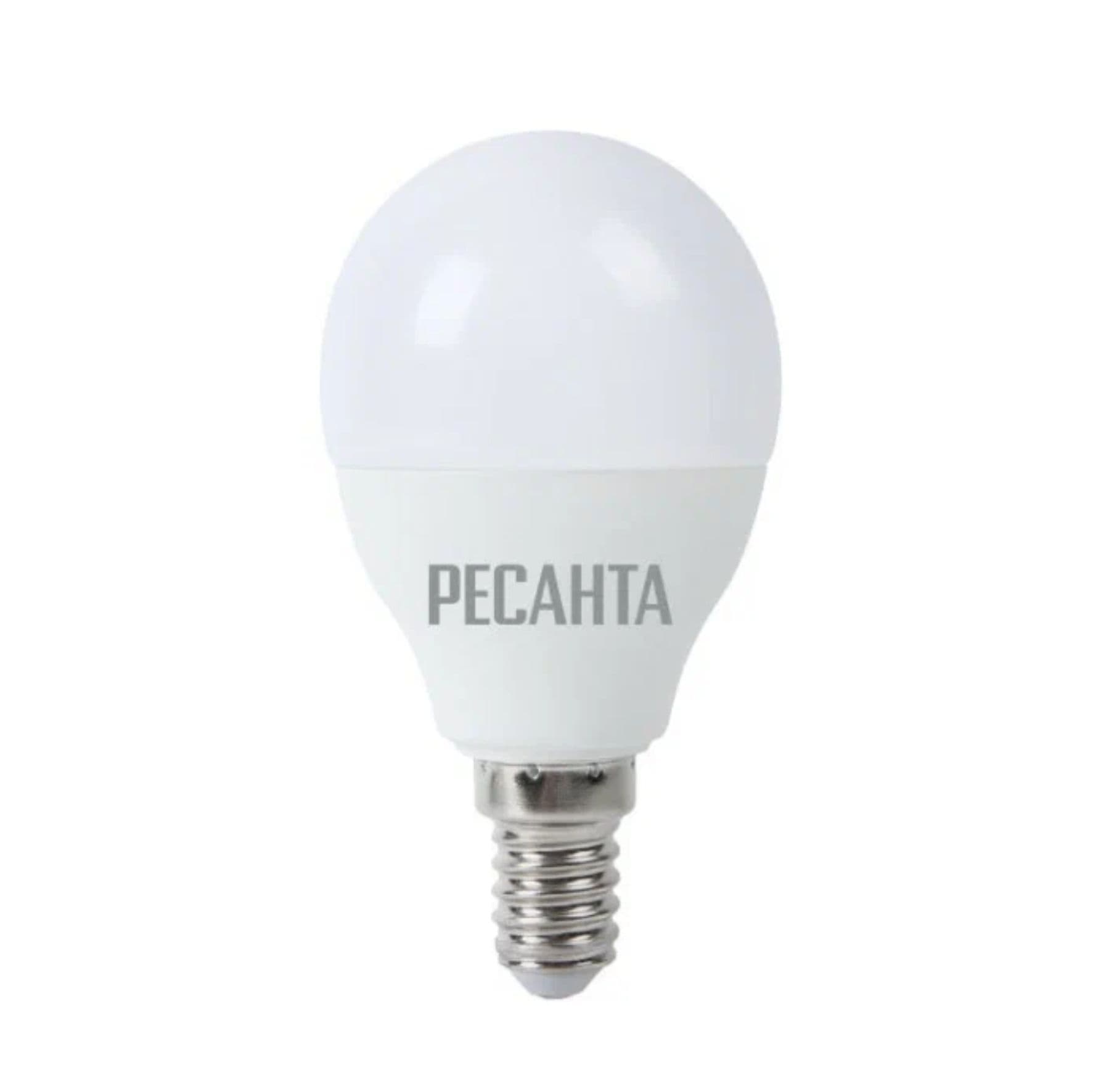 Лампа светодиодная LL-R-G45-7W-230-4K-E14 (шар, 7Вт, нейтральный, Е14) Ресанта