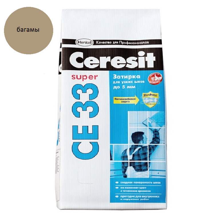 Затирка Ceresit CE-33 S (багама бежевый 43) 1-6мм 2кг/12