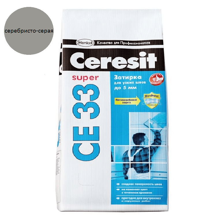 Затирка Ceresit CE-33 S (серебристо серый 04) 1-6мм 2кг/12