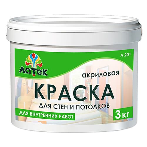 Краска для стен и потолков "ЛАТЕК" 14кг. Л 201