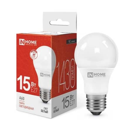 Лампа светодиодная LED-A60-VC 15Вт грушевидная 4000К E27 1430лм 230В IN Home