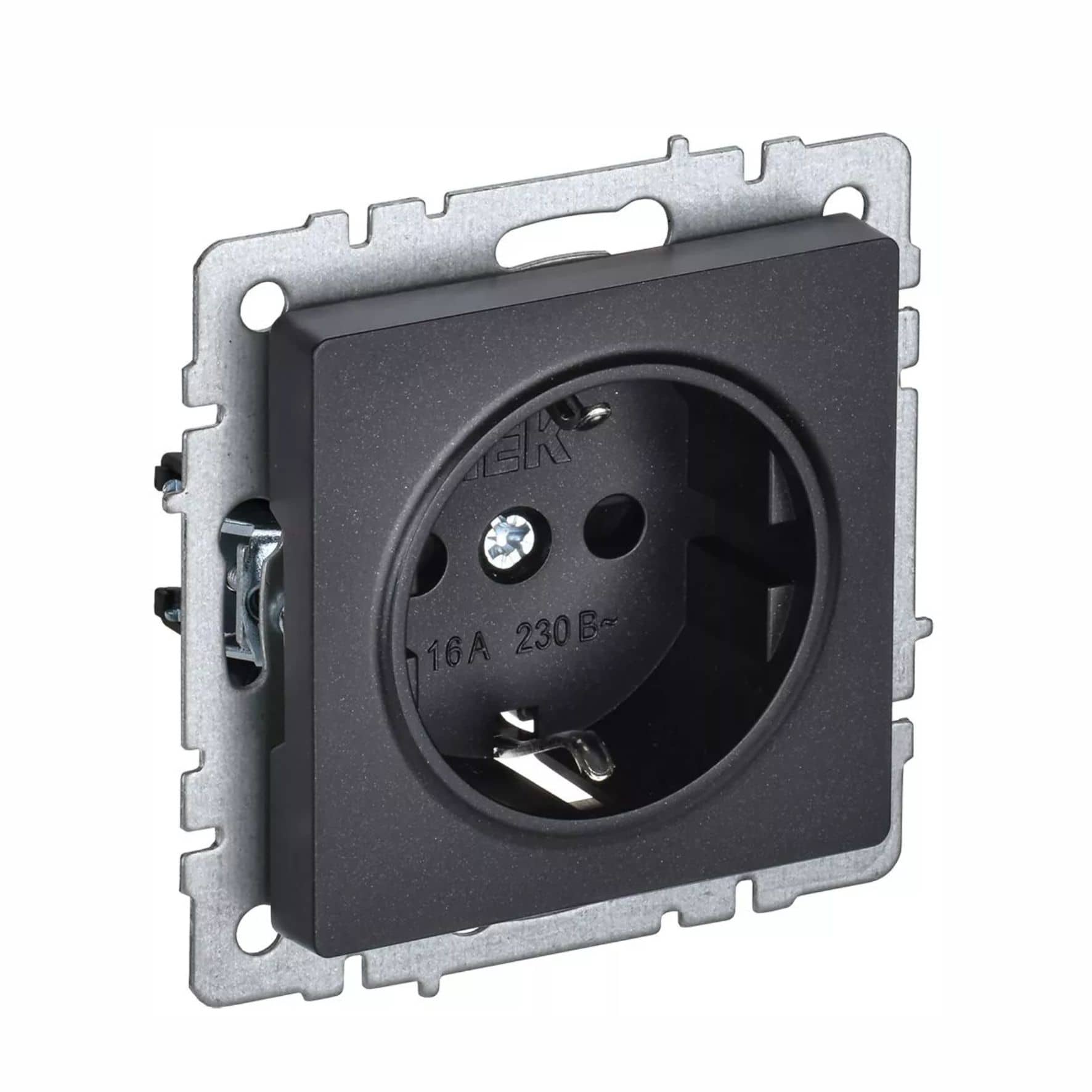 Розетка BRITE PC14-1-0-БрЧ 16А с заземл. защ. шторки черн. ІЕК BR-R14-16-K02