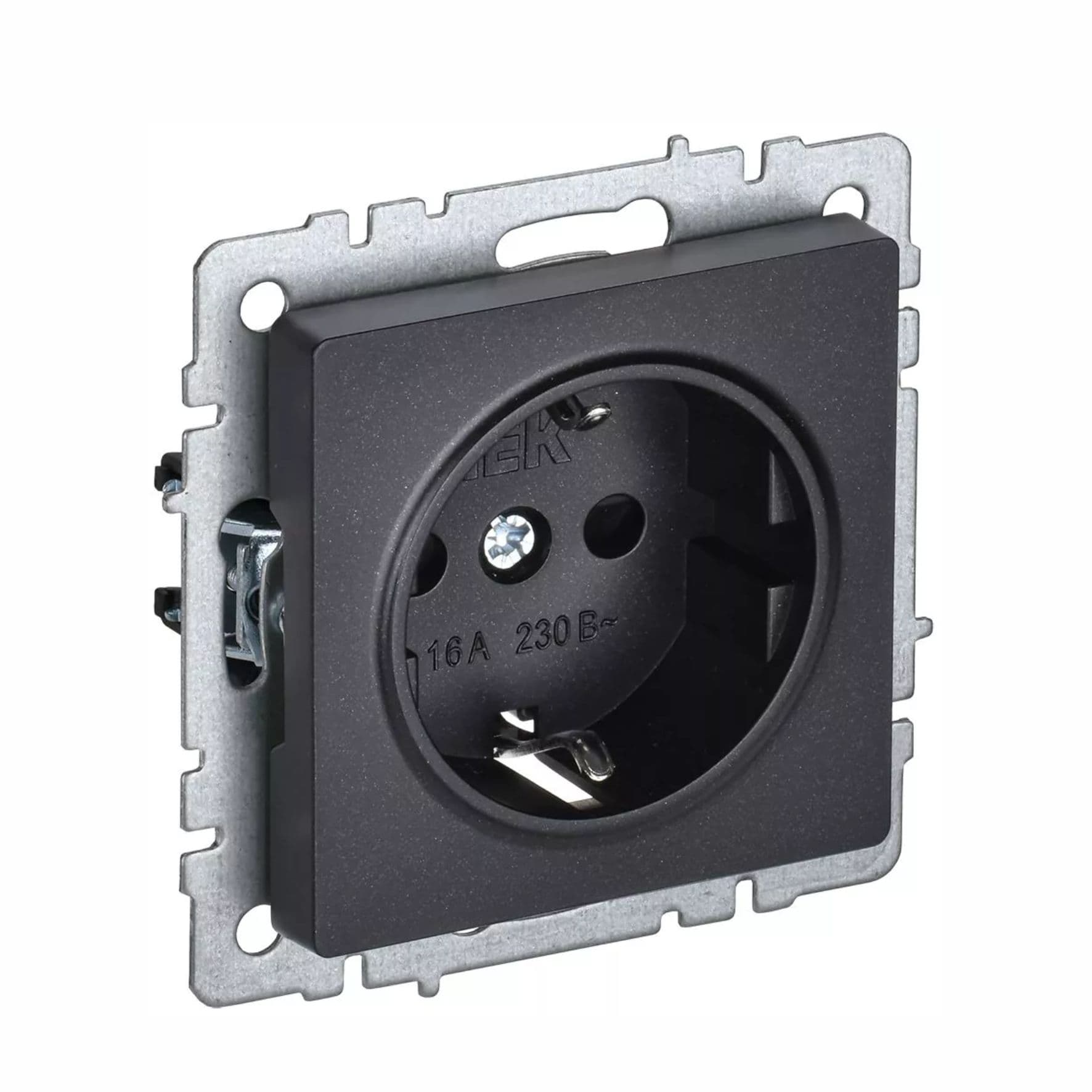 Розетка BRITE PC14-1-0-БрЧ 16А с заземл. защ. шторки черн. ІЕК BR-R14-16-K02