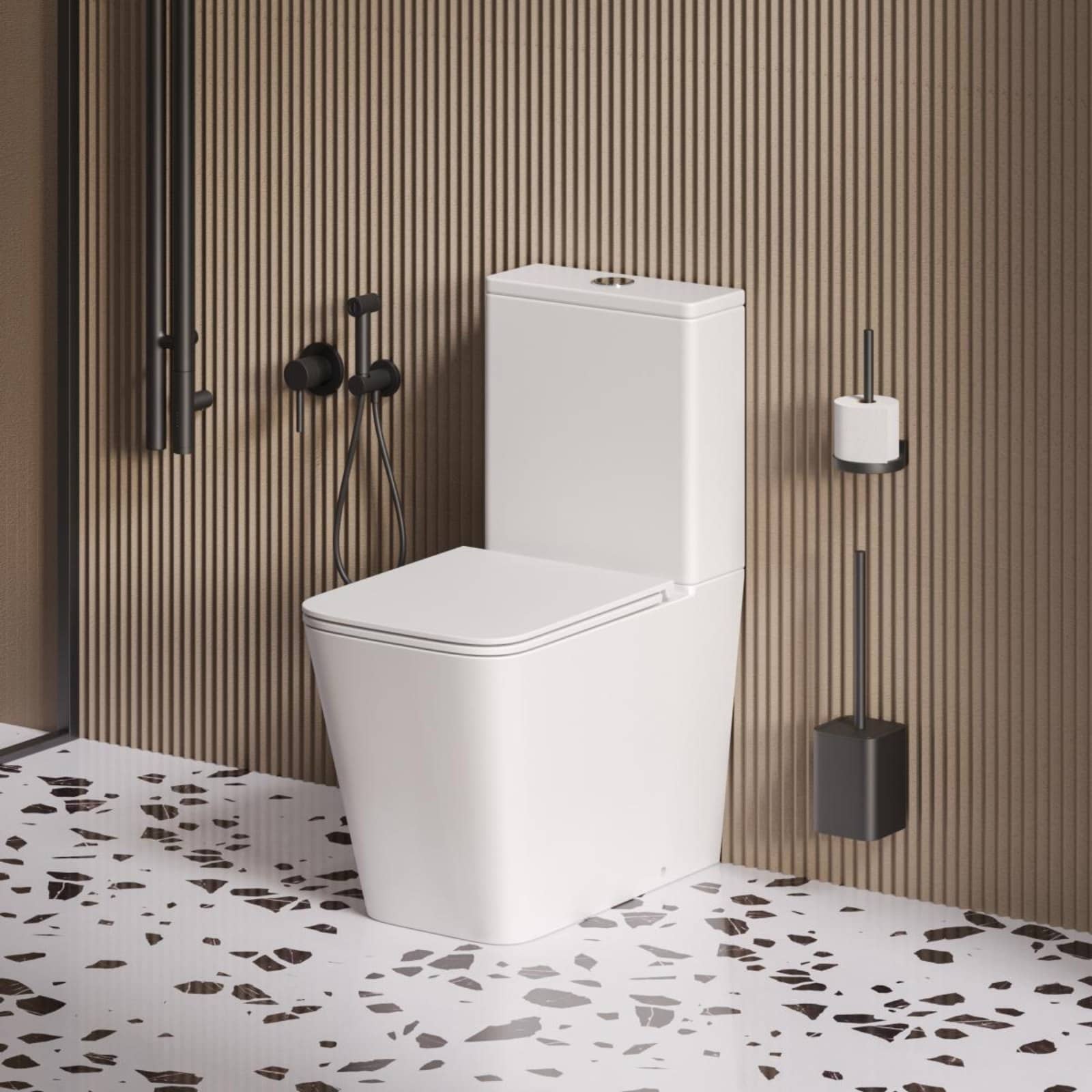 Унитаз напольный Grossman GR-4450SQ (605х380х825) безободковый,белый с тонкой крышкой,микролифт,смыв