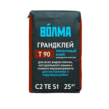 Клей цементный для керамической плитки и керамогранита C2 TE S1 Волма Грандклей 25кг/56