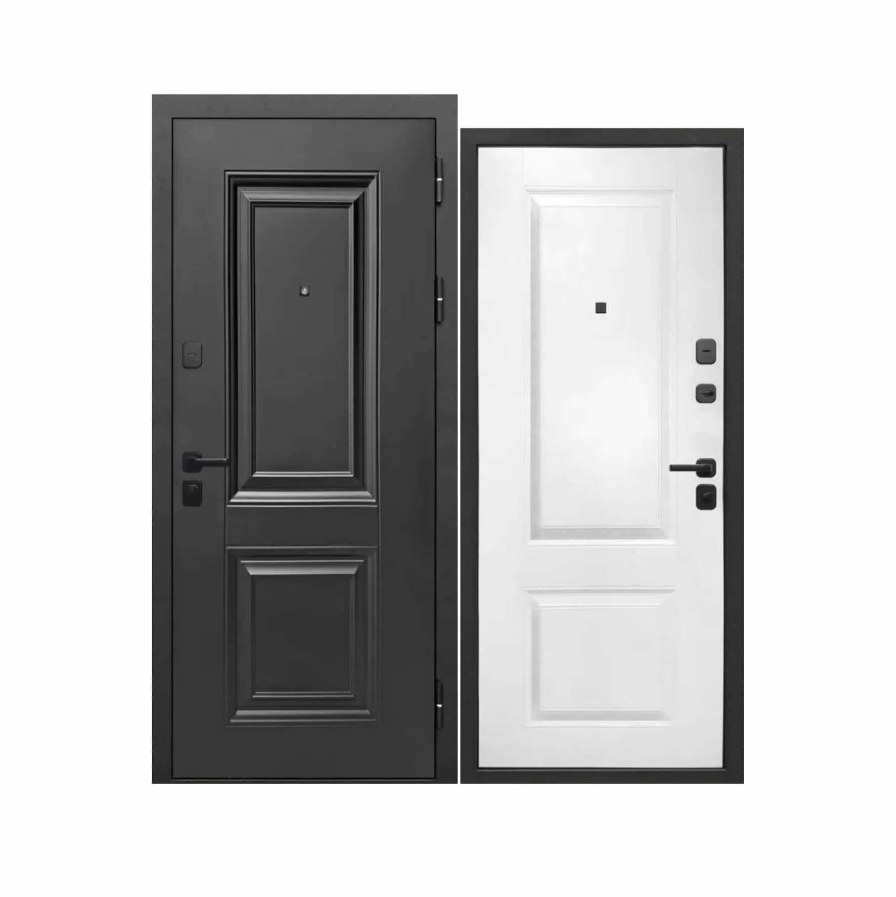 Дверь мет. 9 см Муар Черный 2 квадрата Белый Клен (960 L)