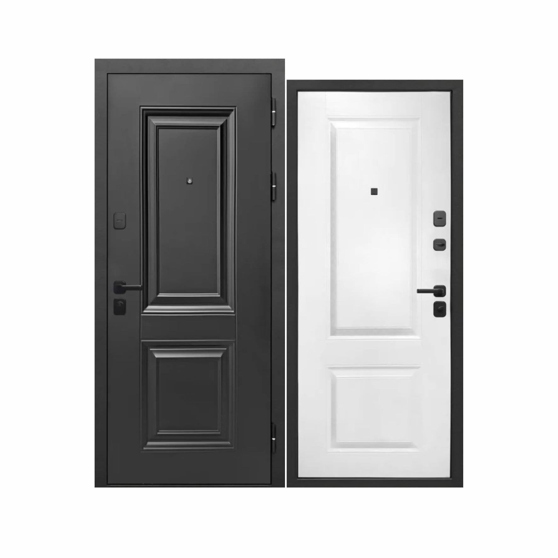 Дверь мет. 9 см Муар Черный 2 квадрата Белый Клен (960 L)
