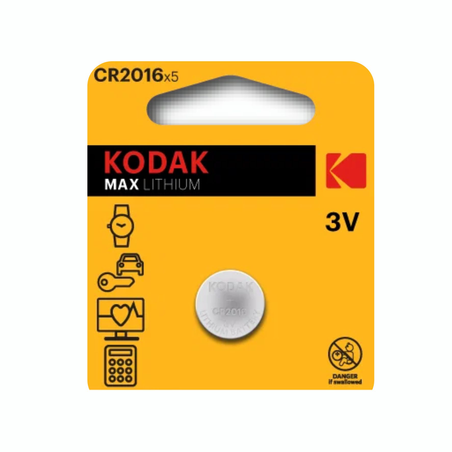 Батарейка литиевая, CR2016, 1 шт. Kodak (арт. CR2016-5BL/1)