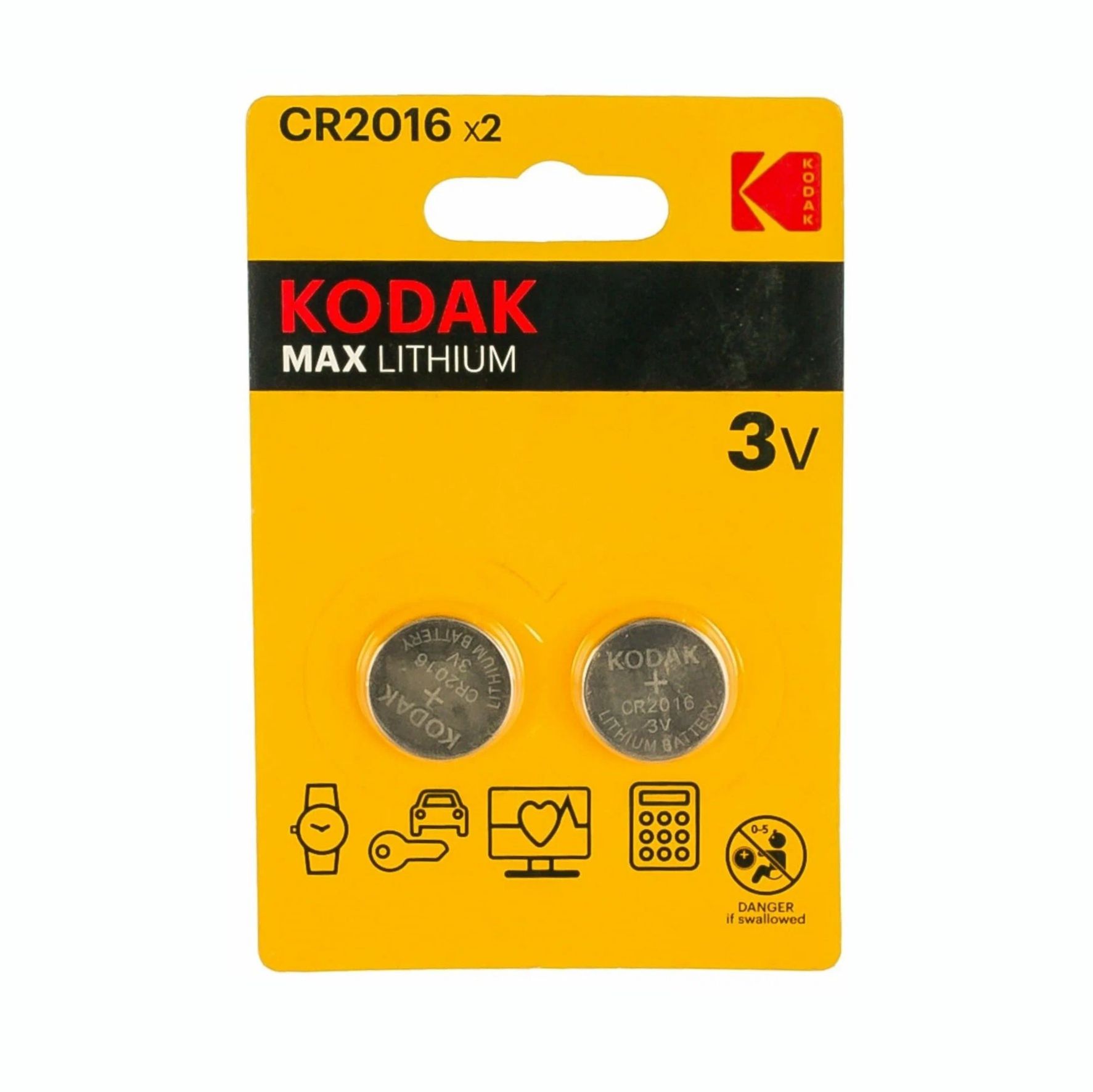 Батарейка литиевая, CR2016, 2 шт. Kodak (арт. CR2016-2BL)