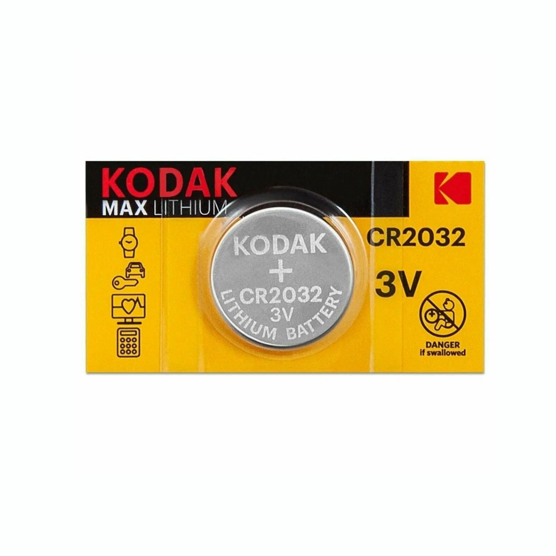 Батарейка литиевая, CR2032, 1 шт. Kodak (арт. CR2032-5BL/1)