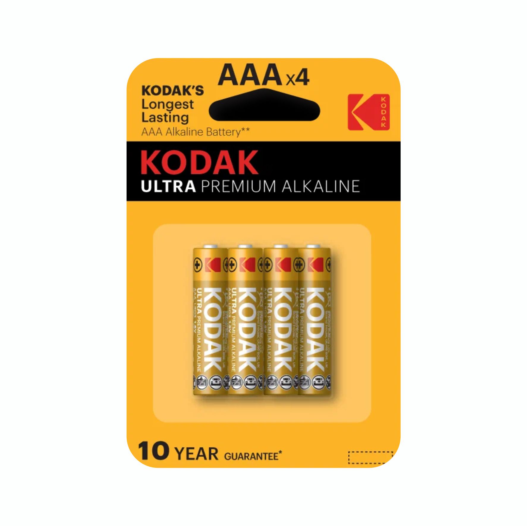 Батарейки алкалиновые AAА, 1.5В, 4 шт. Ultra Digital, Kodak (арт. LR03-4BL)
