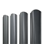Штакетник Полукруглый Slim фигурный 0,45 PE RAL 7024 мокрый асфальт (1,5 м)