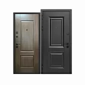 Дверь металлическая 9см Муар Черный 2 квадрата Каштан 860х2050 L