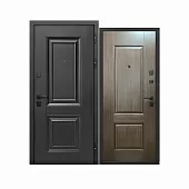 Дверь металлическая 9см Муар Черный 2 квадрата Каштан 860х2050 R