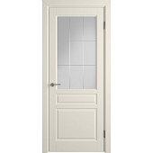 Дверь STOCKHOLM 600*2000 мм, стекло белый сатин., цвет Эмаль Слоновая Кость