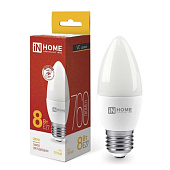 Лампа светодиодная LED-СВЕЧА-VC 8Вт 230В E27 3000К 720лм IN HOME 4690612020440 RS
