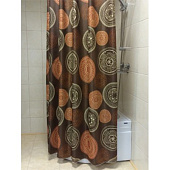 Шторка для ванной "Круговой орнамент" коричневый (арт.30242) 180х200 без колец