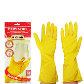 Перчатки латексные с х/б напылением Komfi, желтый (размер L) 116652