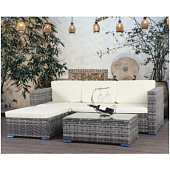 Комплект Садовой мебели (Диван угловой + стол, серый с бежевыми подушками) 61927-В