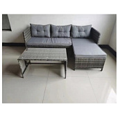 Комплект Садовой мебели (Диван угловой + стол, серый с серыми подушками) 61948