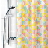2219-2 Штора для ванной комнаты 180х180см полиэстер (Треугольная мозаика розовая)