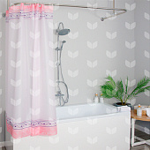 0722 Штора для ванной "Для бережливых" Розовый орнамент 170х180см