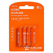 Батарейки алкалиновые AAA, 1.5В, блистер 4  шт. на подвесе Airline (арт. AAA-04)