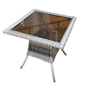 Стол из искусственного ротанга квадратный со стеклом, GTT-279, цвет серый