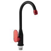 BRIMIX Смеситель для кухни , боковой, черный с красной ручкой 80208