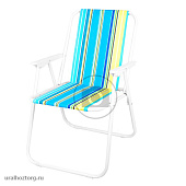 Кресло-шезлонг складное 52х48х75 см сине-желтые полосы Марино 'Твой Пикник'