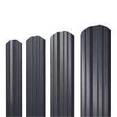 Штакетник Twin фигурный 0,45 PE RAL 7024 мокрый асфальт (2 м)