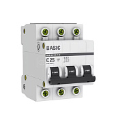 Выключатель автоматический модульный 3п C 25А 4.5кА ВА 47-29 Basic EKF