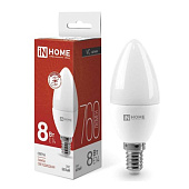Лампа светодиодная LED-СВЕЧА-VC 8Вт 230В E14 4000К 720лм IN HOME 4690612020433 RS