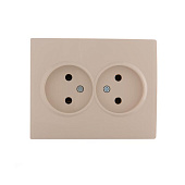 Розетка двойная без заземления керамика Karina крем Lezard