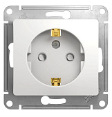 Розетка 1-м СП Glossa 16А IP20 с заземлением, защитные шторки белый SE