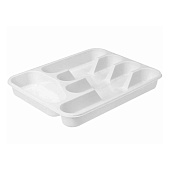 Лоток для столовых приборов широкий белый