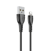 Кабель Usb to Lightning BOROFONE BX111 Feliz, 1.0м, 2.4A, пластик, цвет: чёрный (1/1000)