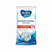 Салфетки влажные антибактериальные Aura Family 15шт. 62243